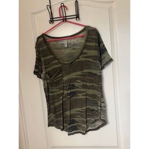Distressed camo t shirt